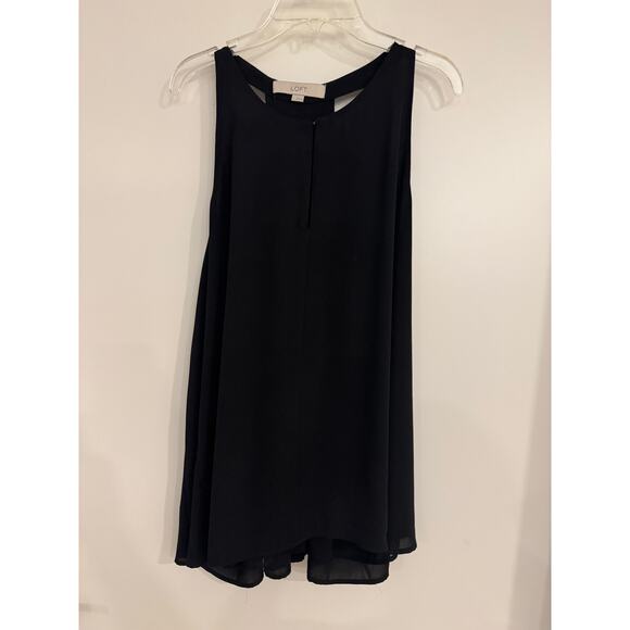 LOFT Black Racerback Tank Top | Size Large | Flowy Chiffon Blouse - Picture 7 of 8